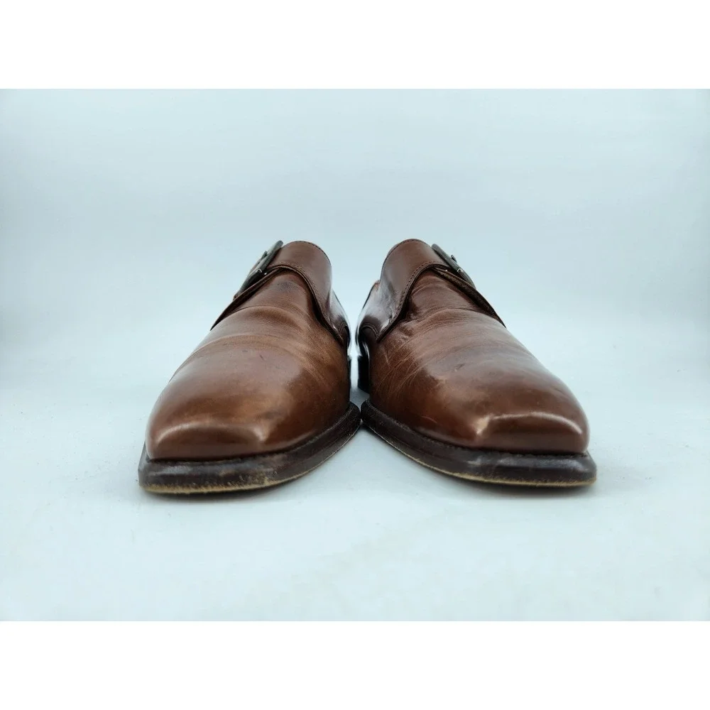 Mario Bruni Single Monk Strap Dress Shoes Mens EU 39 US 6.5 Brown Leather Italy